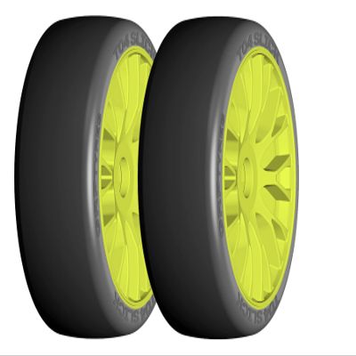 GRP GTY04-XM7 1:8 GT New Slick MediumHard Yellow 20 Spoke Rubber Tires (2)