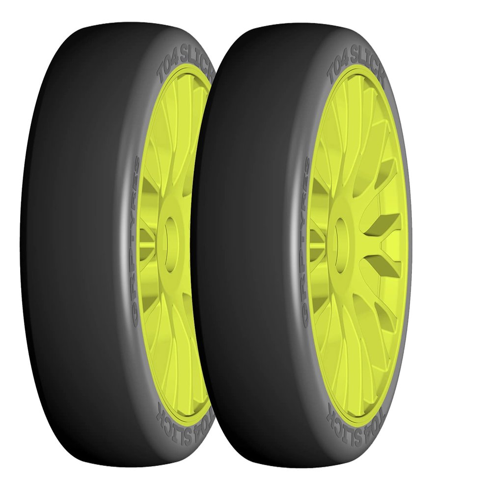 GRP GTY04-XM7 1:8 GT New Slick MediumHard Yellow 20 Spoke Rubber Tires (2)