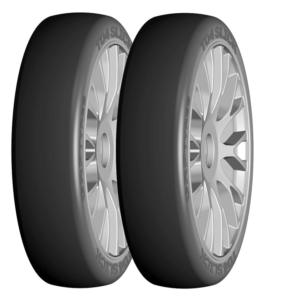 GRP GTK04-XB1 1:8 GT New Slick Ultrasoft Silver 20 Spoke Rubber Tires (2)