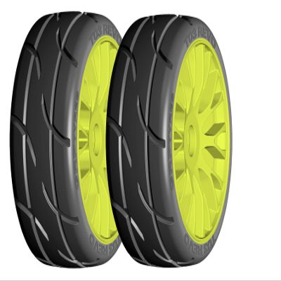 GRP GTY03-XM7 1:8 GT New Treaded MediumHard Yellow 20 Spoke Rubber Tires (2)