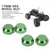 RC Car Hex Nut Cover, 17mm Outer Diameter Aluminum Alloy Universal Wheel Nuts, 4-Piece Set for 1/8 Remote Control Cars view 3