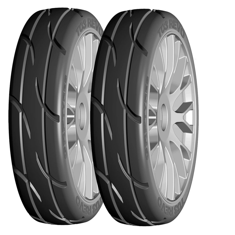 GRP GTK03-XB2 1:8 GT New Treaded ExtraSoft Silver 20 Spoke Rubber Tires (2)