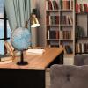 Lincoln 12" Diameter Globe, USA Cartography with with Mountain Relief, Taperedd Walnut Colored Base/Riser and Special Light Blue Designer Globe Ball. The Lincoln Blue Ocean Designer Globe is a truly special globe. Standing 21 tall this 12 diameter  view 3