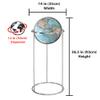 Bergen 12" Diameter, USA Cartography, with Mountain Relief, Blue Ocean Globe Ball and Aluminum Chrome Stand. The Bergen globe features a distinct silver aluminum stand that provides an attractive backdrop for its 12 diameter blue ocean globe. Standi view 2