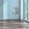 Bergen 12" Diameter, USA Cartography, with Mountain Relief, Blue Ocean Globe Ball and Aluminum Chrome Stand. The Bergen globe features a distinct silver aluminum stand that provides an attractive backdrop for its 12 diameter blue ocean globe. Standi view 3