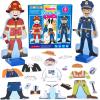 Atoylink Wooden Magnetic Dress up Dolls Pretend Play Set 40+ Pcs Occupations Community Helpers Matching Games Fridge Magnets for Toddlers Preschool Learning Toys Boys Birthday Gifts view 1