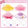 Zhanmai 4 Pcs Tea Party Hats for Girls Sun Dress up Straw Hats for Kids Toddlers with 4 Pcs Pearl Bracelets for Children Costume Birthday Party Supplies Beach Travel Gifts view 2