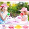 Zhanmai 4 Pcs Tea Party Hats for Girls Sun Dress up Straw Hats for Kids Toddlers with 4 Pcs Pearl Bracelets for Children Costume Birthday Party Supplies Beach Travel Gifts view 3