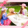Zhanmai 4 Pcs Tea Party Hats for Girls Sun Dress up Straw Hats for Kids Toddlers with 4 Pcs Pearl Bracelets for Children Costume Birthday Party Supplies Beach Travel Gifts view 4