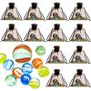 Pack of 12 Marble Game Sets, Bag of Marbles Glass Marble Pack Fun Shooter Marbles with Black Drawstring Storage Bag for Indoor and Outdoor Game Party Favors, 11 Marbles and 1 Shooter Per Pack view 1