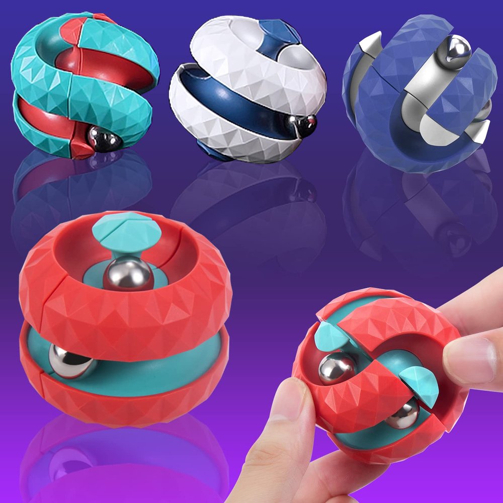 ONCOFAN (4 Pcs) Fidget Toys Orbit Ball Toy Pack, Novelty Creative Track Infinity Cube Stress Relief Balls Sensory Toys for Autistic ADHD Kids Adults