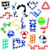 24 Pack 24 Blocks Fidget Snake Cube, Mini Snake Ruler Twist Puzzle Toys for Kids Party Bag Fillers, Party Favors Supplies, Fidget Sensory Toys, Random Color view 1
