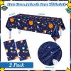 Outer Space Birthday Party Supplies Serve 24 Space Party Tableware Set, Happy Birthday Banner Solar System Tablecloth Paper Plates Cups Napkins Knives Forks Spoons for Solar Theme Activities Decor view 4