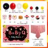 BBQ Baby Shower Decorations - Balloon Arch Kit with Barbecue Baby Shower Backdrop, Red Checked Tablecloth, Baby Q Cupcake Toppers, Summer Outdoor Picnic Themed Party Decorations view 2