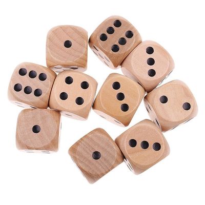 10PCS 20mm Wooden Dice Point D6 Cubes Dices Wooden Crafts Game Toys Round Corner Desktop Game Dice
