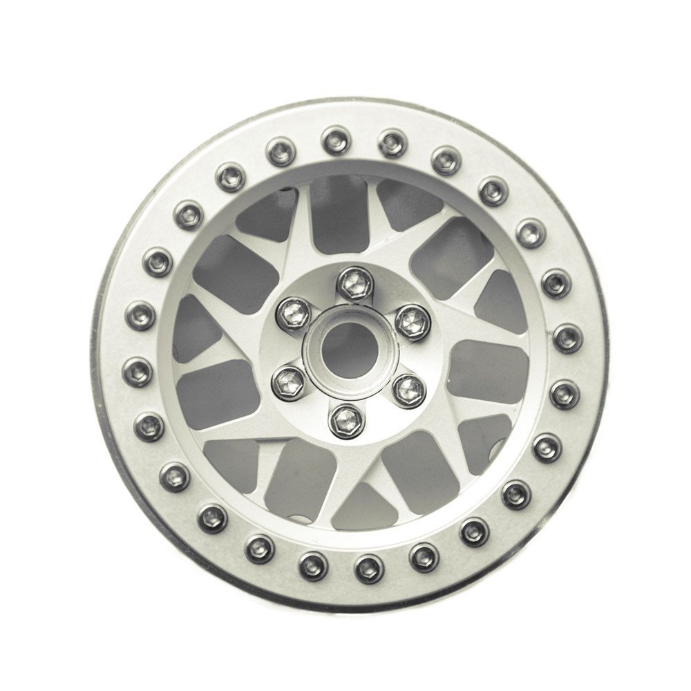 Replacement Part For 2.2" Alloy Silver Beadlock Wheel Rims RC 1:10 Rock Crawler Wheels Rims Hub For RC Crawler SCX10 Wraith 90018 - (Color: 1pca Silver)