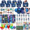 Golray 134pcs Space Party Favors with Box Stress Balls Erasers Luminous Tattoos Stamps Necklaces Bracelets, Outer Space Birthday Decorations Gift Goodie Bag Stuffers Astronaut Toys for Kids Boys Girls view 1