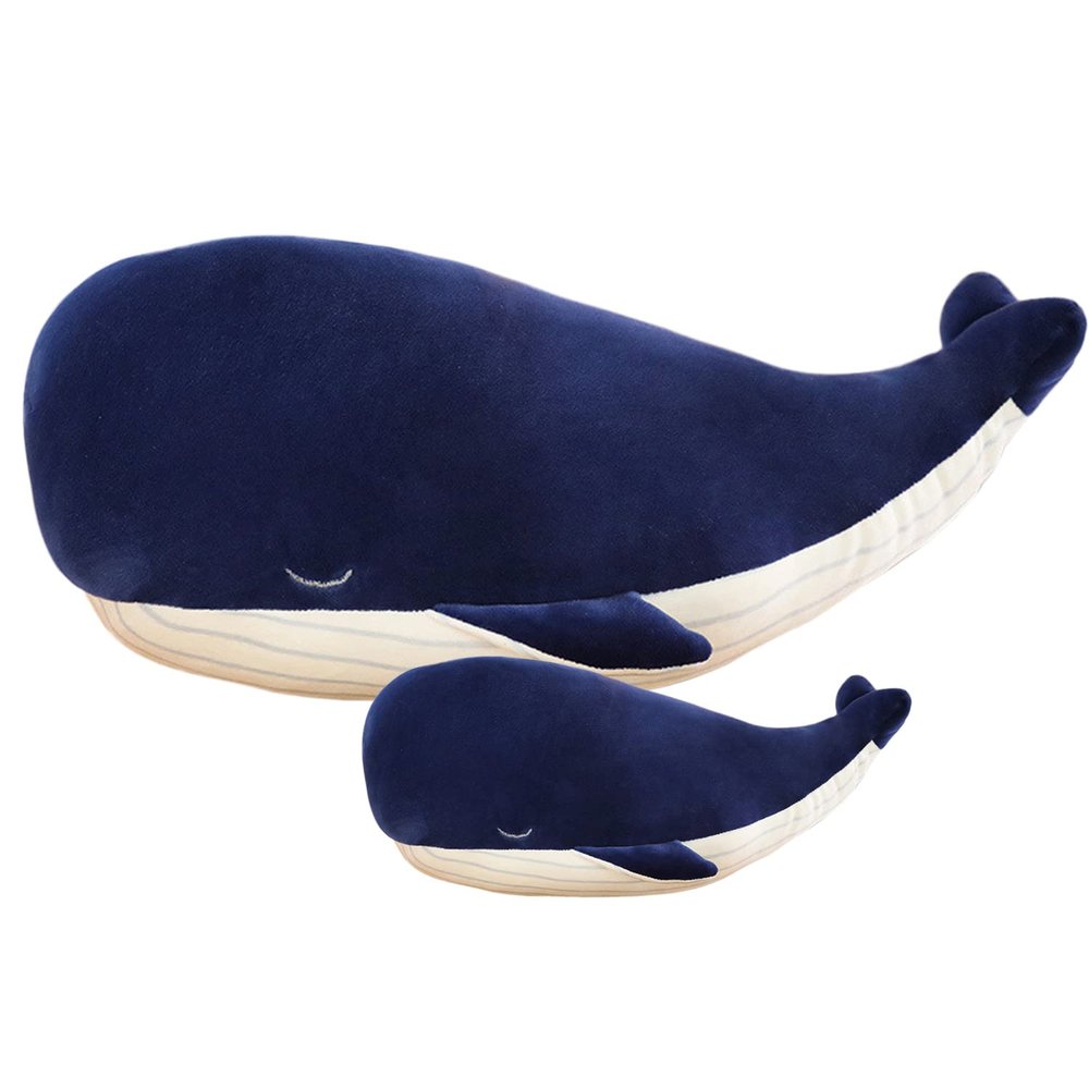 Kekeso Blue Whale Plush Toy Soft Whale Dolphin Hugging Pillow Cute Plush Doll Toy Back Cushion Children Birthday Gift (45cm+25cm=17.71inch+9.84inch)