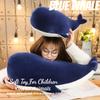Kekeso Blue Whale Plush Toy Soft Whale Dolphin Hugging Pillow Cute Plush Doll Toy Back Cushion Children Birthday Gift (45cm+25cm=17.71inch+9.84inch) view 2