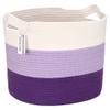 Sea Team Oval Large Cotton Rope Woven Storage Basket with Handles, Diaper Caddy, Baby Shower Basket, Nursery Nappies, Clothes Toys Organizer for Kid's Room, 16 x 13 inches, White & Lavender view 1