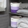 Sea Team Oval Large Cotton Rope Woven Storage Basket with Handles, Diaper Caddy, Baby Shower Basket, Nursery Nappies, Clothes Toys Organizer for Kid's Room, 16 x 13 inches, White & Lavender view 4