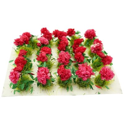 20Pcs Miniature Flower Cluster Grass Flower Tufts for Mini Dollhouse Fairy Garden Railway Simulated Static Scenery Micro Landscape Model (Red)