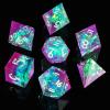 Sharp Edge DND Dice Set Handmade 7 Accessories Dice for Dungeons and Dragons TTRPG Games, Multi-Sided RPG Polyhedral Resin Sharp Edge Dice Roleplaying Games (Purple Green) view 1