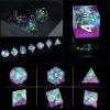 Sharp Edge DND Dice Set Handmade 7 Accessories Dice for Dungeons and Dragons TTRPG Games, Multi-Sided RPG Polyhedral Resin Sharp Edge Dice Roleplaying Games (Purple Green) view 3