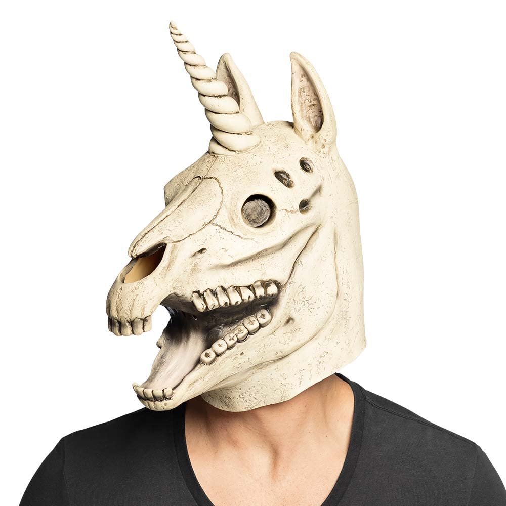 Boland 97584 - Unicorn Skull Head Mask Latex Unicorn Horror Mask Skull Accessory Halloween Carnival Theme Party