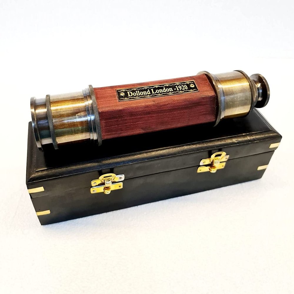 Antique Maritime 24" inches Brass Telescope Nautical Vintage Spyglass Scope with Black Wooden Box
