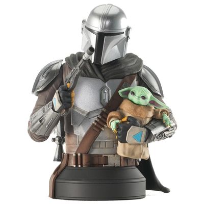 Diamond Select Toys Star Wars: The Mandalorian with Grogu 1:6 Scale Previews Exclusive Bust, Multicolor,6 inches,DEC219397