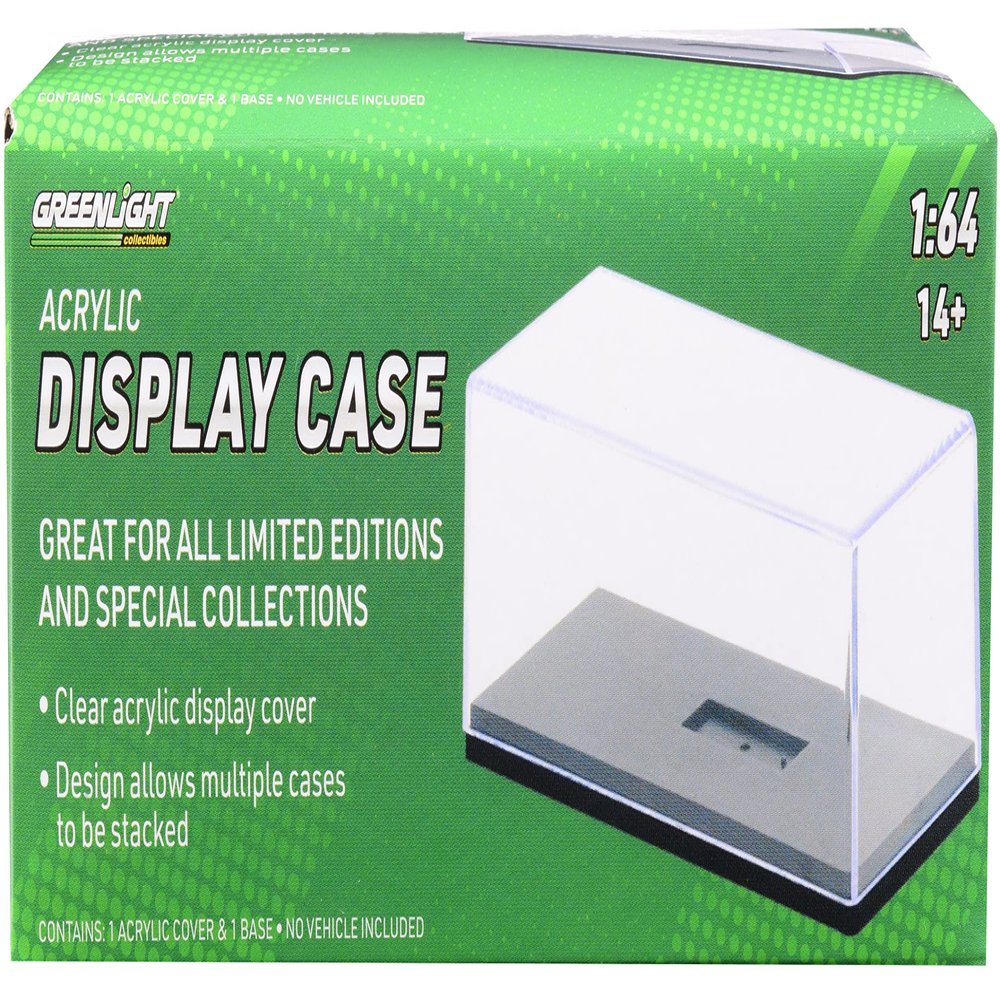 Collectible Acrylic Display Show Case with Black Plastic Base for 1/64 Scale Model Cars by Greenlight 55025-2