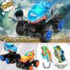 kkmon 2 Pack Exploding Monster Truck Toy with Interchangeable Dinosaur & Shark Bodies, Friction-Powered Light-Up Cars with Sounds, Birthday Gift for Boys Ages 4-7, Easter Basket Stuffer, Kids Car Toys view 3