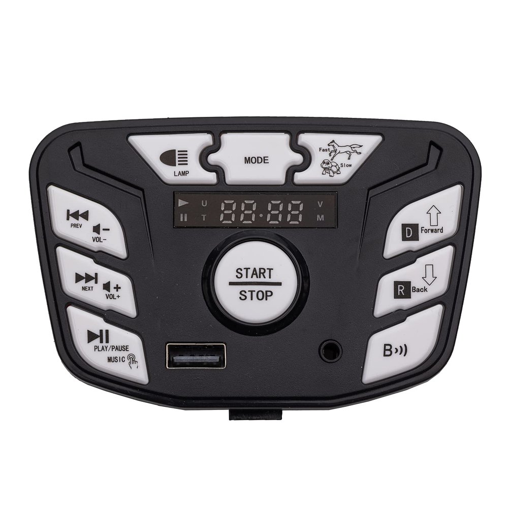 weelye JR1927M-Z Black Children's Electric Vehicle Power Supply Central Control Switch Multi-Function Bluetooth Connection Music Power Display Center Panel Electric Toy Car Replacement Parts