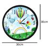 Timethink Hot Air Balloon Printed Metal Frame Wall Clock for Kids Room Nursery, Rainbow Blue Sky Black Aluminum Frame Clock with Silent Non-Ticking Battery Operated for Bedroom Living Room view 2