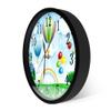 Timethink Hot Air Balloon Printed Metal Frame Wall Clock for Kids Room Nursery, Rainbow Blue Sky Black Aluminum Frame Clock with Silent Non-Ticking Battery Operated for Bedroom Living Room view 4