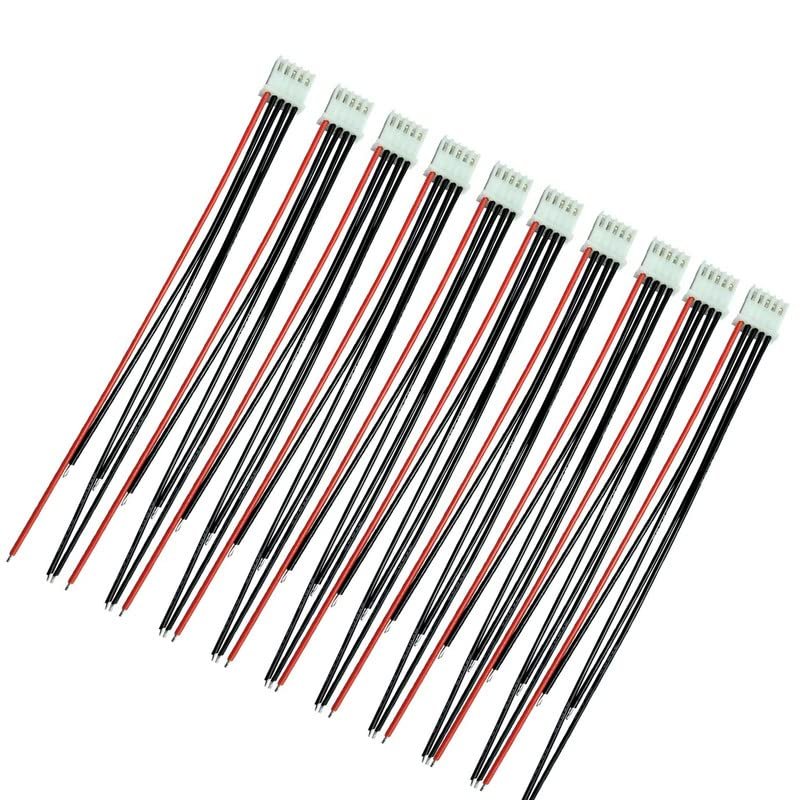 LINSYRC 10pcs 4S 5Pins Balance Connector Male Plug Extension Cable JST-XH RC Lipo Connector Adapter with 15CM 22AWG Silicone Cable (4S 5Pins)