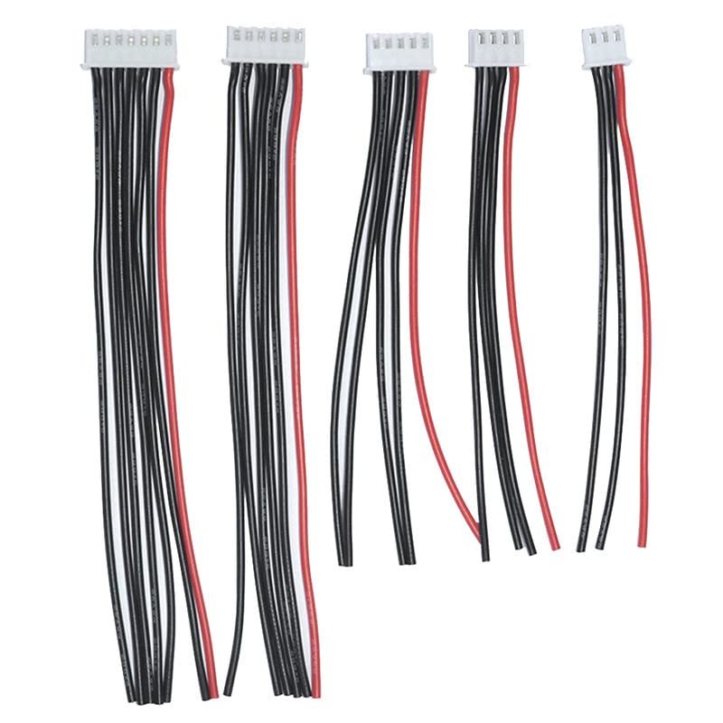 10pcs 2S 3S 4S 5S 6S Balance Connector Male Plug Extension Cable JST-XH RC Lipo Connector Adapter with 15cm 22awg Silicone Cable (2-6s)