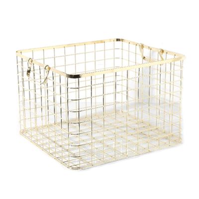 YKHB Storage Basket Storage Box Storage Baskets Desktop Iron Net Laundry Basket with Handles Storage Bins are Suitable for Bedroom and Bathroom Hotels Family Storage Bag (Color : A)