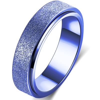 OreilleStar Titanium Stainless Steel Anxiety Fidget Spinner Ring for Women Men Fidget Toys Adults Size 9 Spinning Ring for Width 6MM Blue