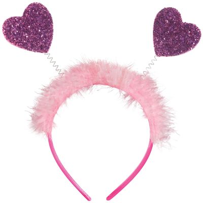 Pink Glitter Heart Head Bopper - 9.5" (1 Count) | Eye-catching, One-of-a-Kind Party Accessory, Ideal for Festive Occasions, Birthdays, Entertainment
