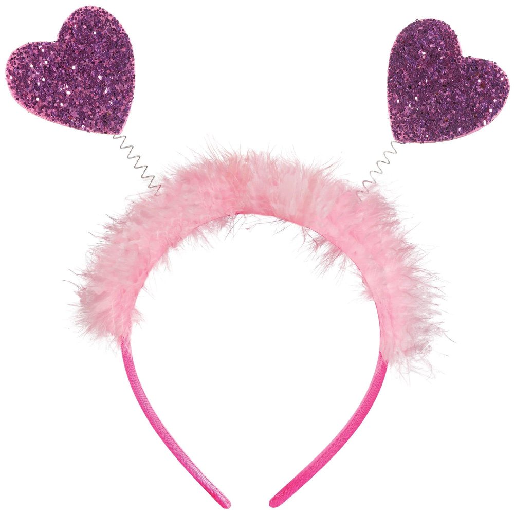 Pink Glitter Heart Head Bopper - 9.5" (1 Count) | Eye-catching, One-of-a-Kind Party Accessory, Ideal for Festive Occasions, Birthdays, Entertainment