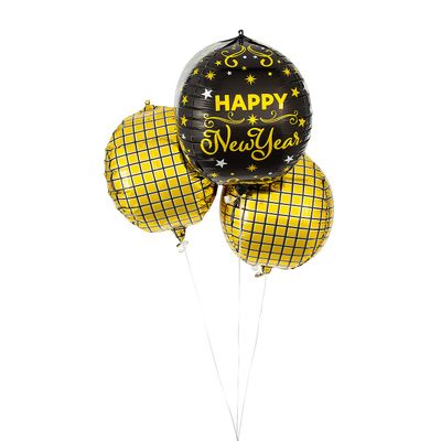 New Years Eve Orb 12 1/2" Mylar Balloons - 3 Pieces