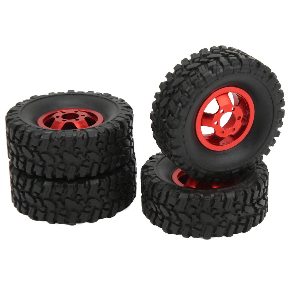 Topiky RC Car Tires and Wheels, Better Grip RC Car Tires 1/16 for WPL C14 C24 red