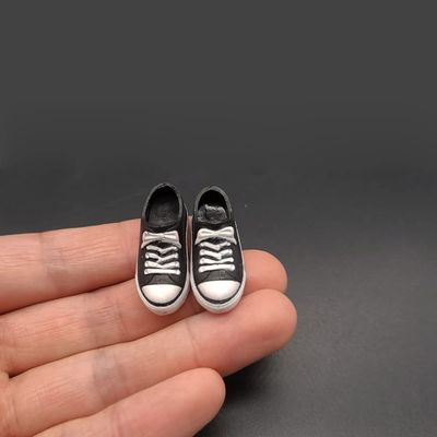 1/12 Scale SHF Low-top Canvas Shoes Hollow for 6" Male Action Figure Body Custom (Black+White)