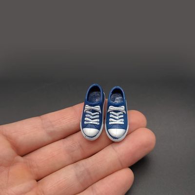 1/12 Scale SHF Low-top Canvas Shoes Hollow for 6" Male Action Figure Body (Dark Blue+White)