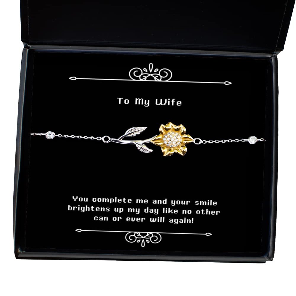 Joke Wife, You Complete me and Your Smile brightens up My Day Like no Other can or Ever Will!, Christmas Sunflower Bracelet for Wife