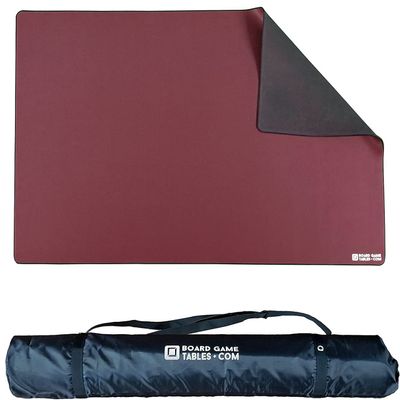 Board Game Playmat [3'X5'/Thick Super Cushioned/Stitched Edge/Water Resistant] with Carrying Case - for Tabletop Board Games, Card Games, RPG Games (Medium, Burgundy)