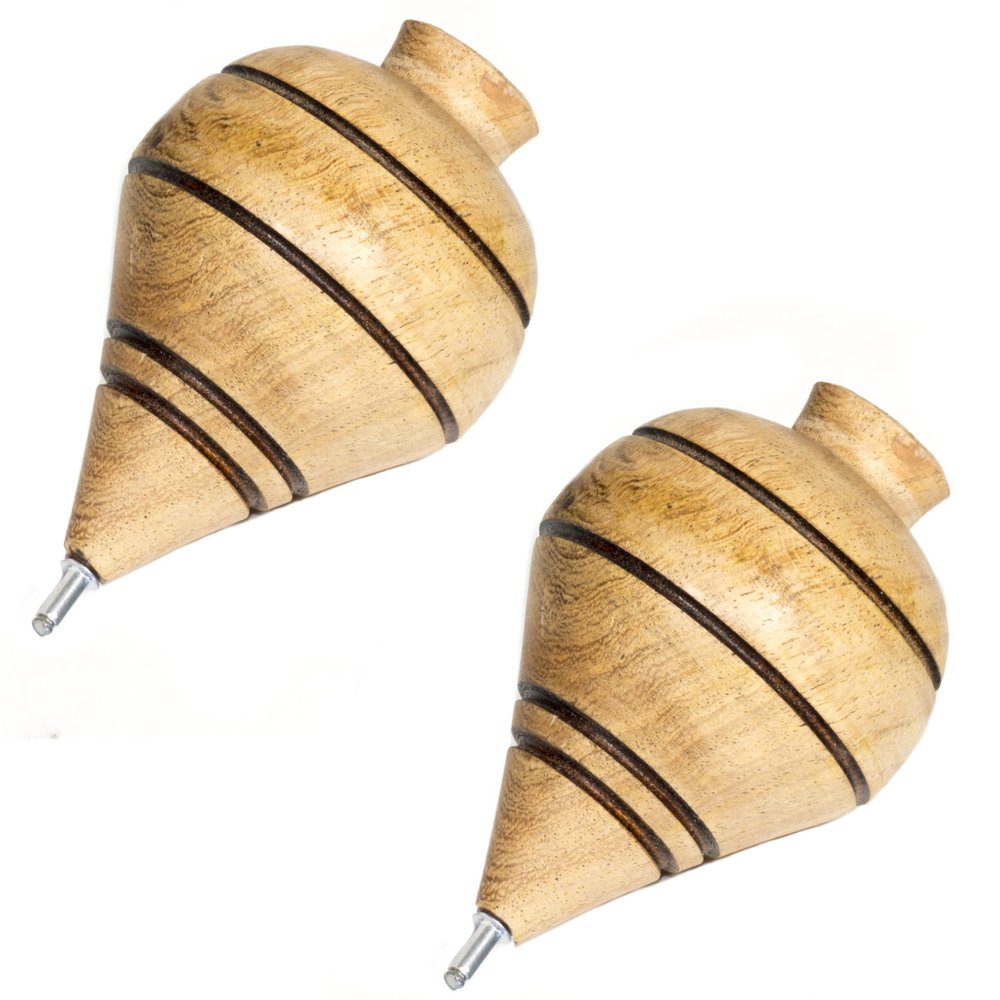 Mexart (2 Pack) Mexican Classic Mesquite Wood Spinning Trompo / Trompo de Madera de Mezquite