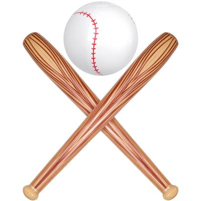 Lewtemi 3 Pcs Set of Inflatable Baseball Bat Beach Ball Including 2 Inflatable Baseball Bat and Beach Pool Ball, Halloween Party Favors for Pool(Wood Color)